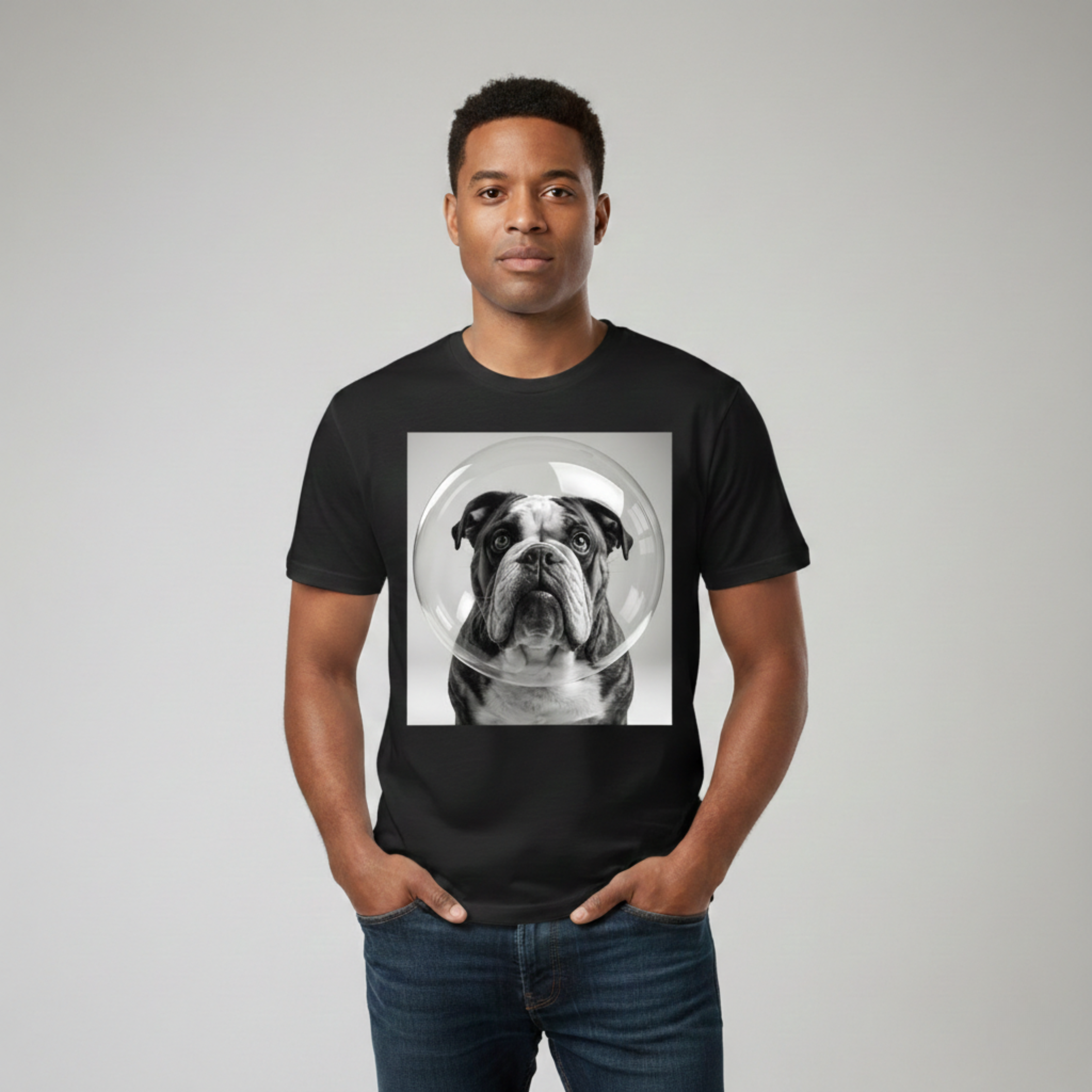 The Bubble Dog: Monochrome Surrealist Tee