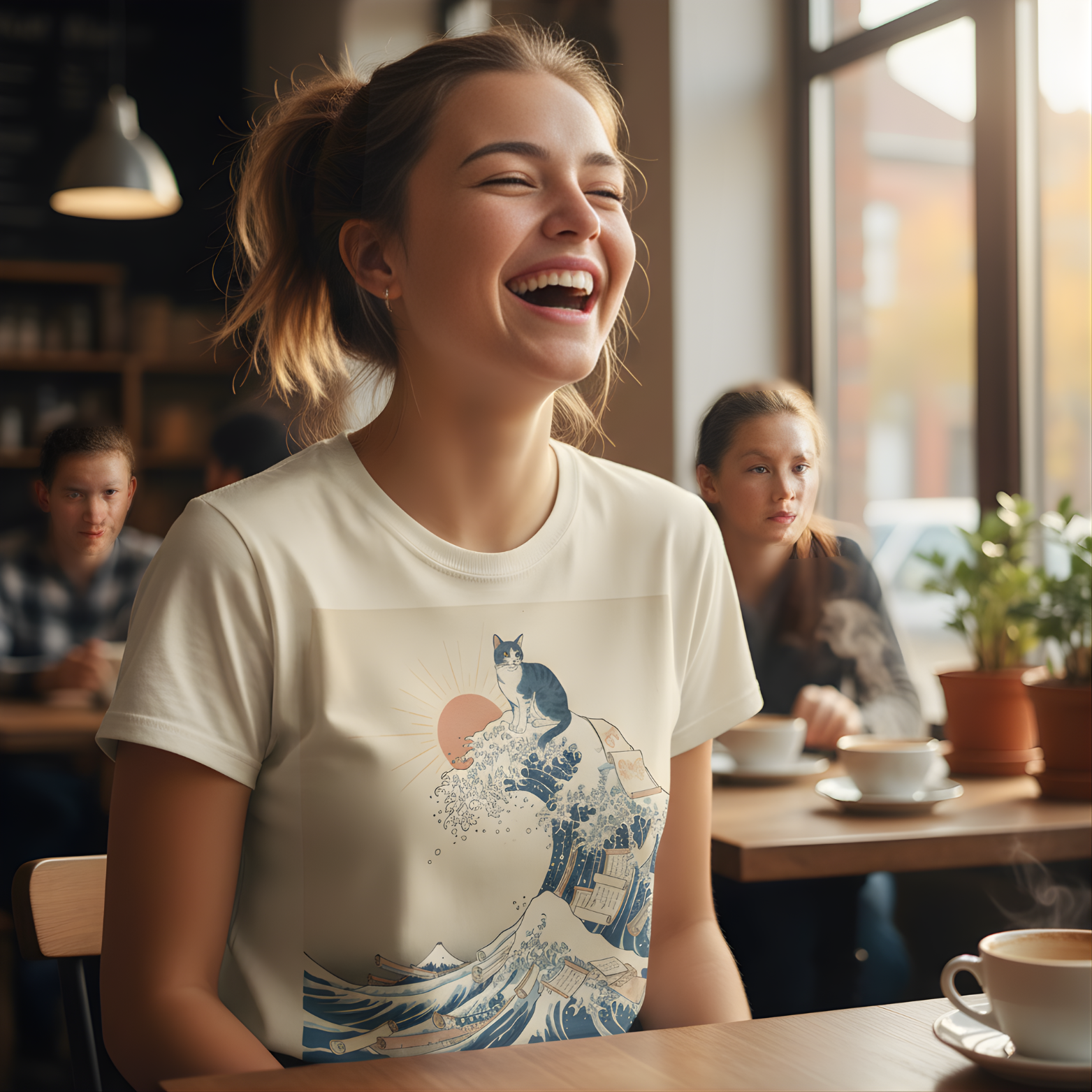 The Great Wave of Meow: Japanese Ukiyo-e Cat Tee