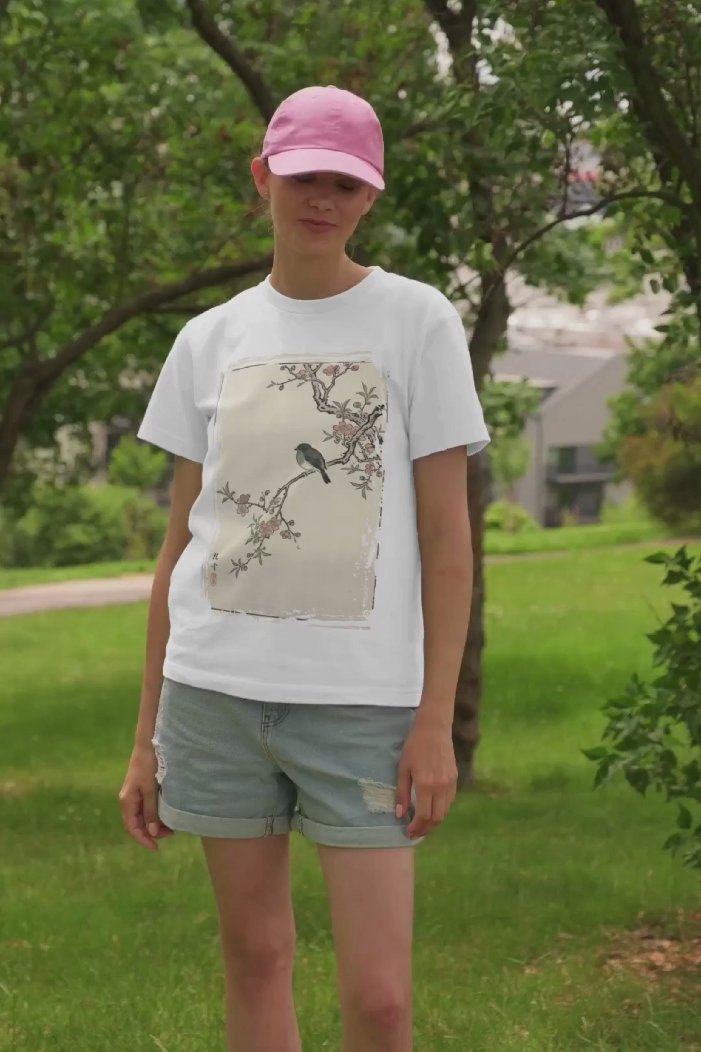 Spring Serenity: Sparrow and Cherry Blossom T-Shirt