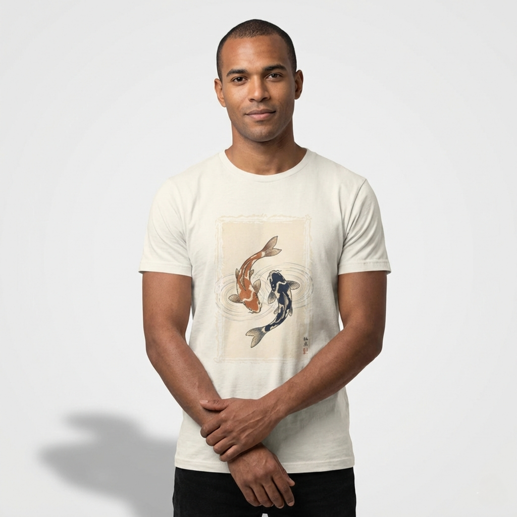 Koi Pond Serenity: Traditional Ukiyo-e Style T-Shirt