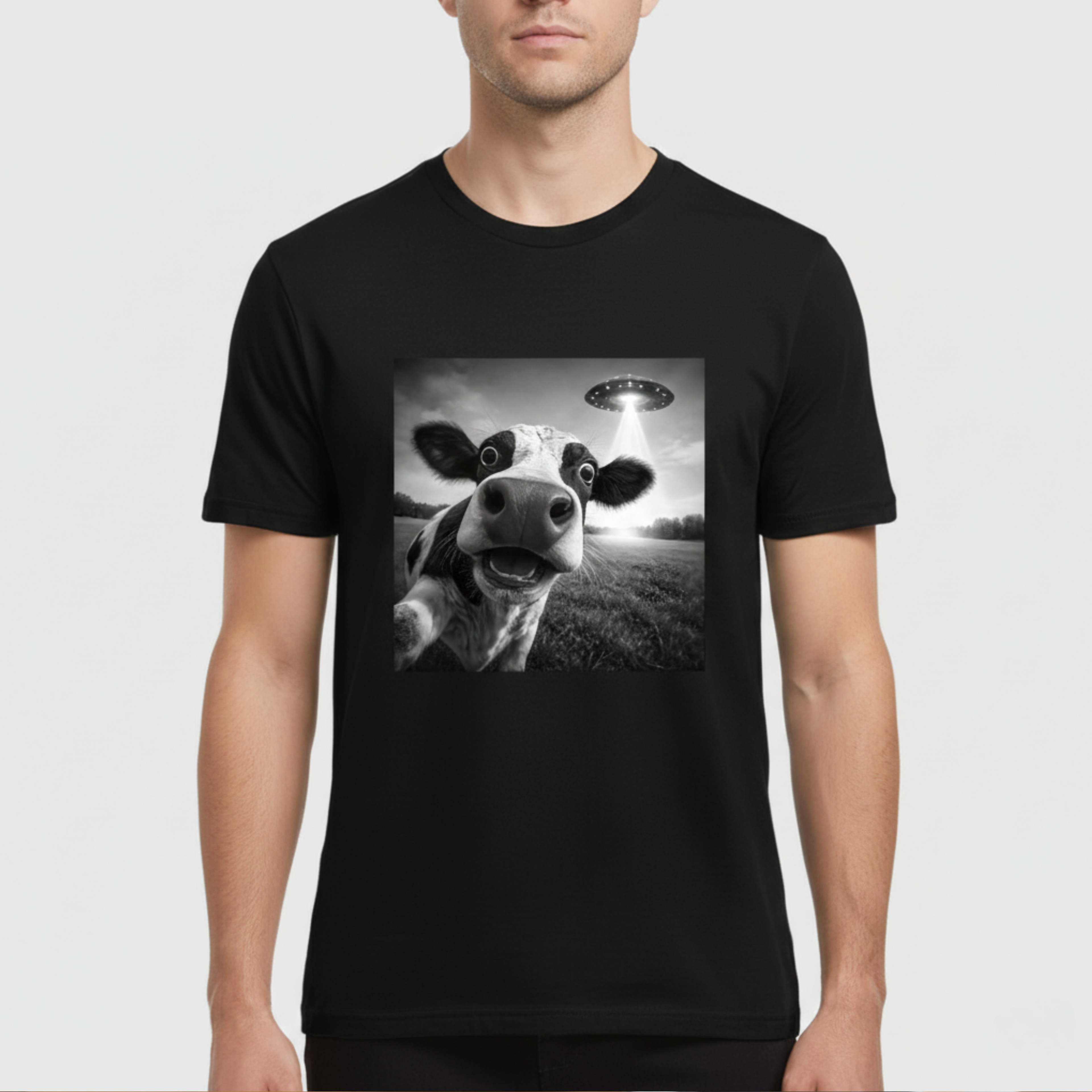 The Final Moo-ment: Cow UFO Selfie Tee